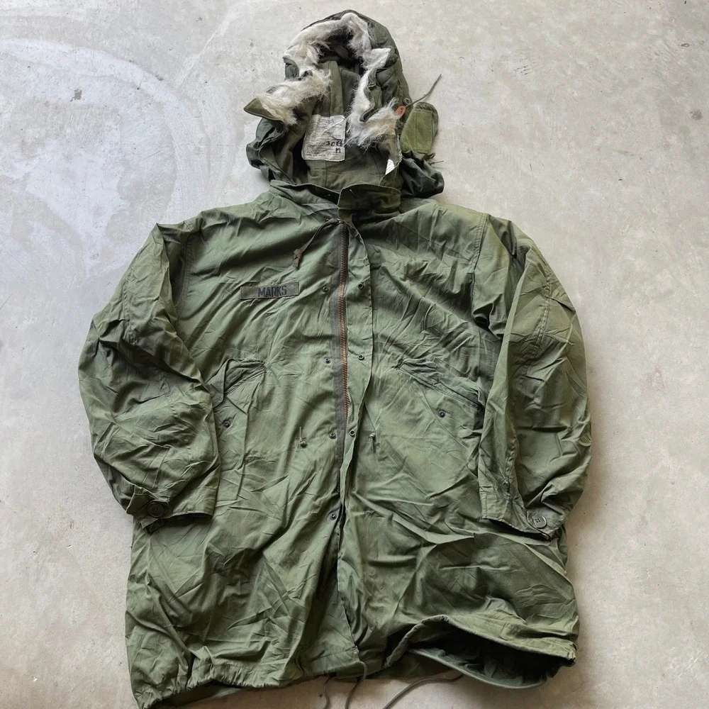 Vintage US Military M-65 Fishtail Parka With Liner & Hood Green Medium 1982